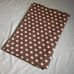 Throw Blanket 60x44 Brown With Pink Polka Dots. Pre Owned, Soft - Picture 1 of 4