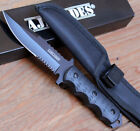 9" Black Tactical Fixed Blade  Survival Hunting Knife - AJ326