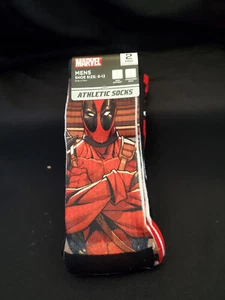 Deadpool Athletic Crew-Socken für Herren Schuhgröße 6-12 lizenziert Marvel Comics 2er-Pack - Bild 1 von 7
