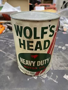Volldose Vintage Wolf's Head Motoröl Tankstelle Qt 32oz Öldose SAE 30 - Bild 1 von 7