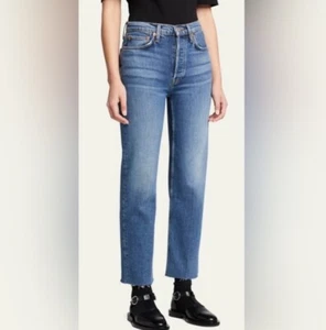 Pantalones de mezclilla de pierna recta con botón de estufa RE/DONE talla 26 nuevos con etiquetas - Imagen 1 de 7