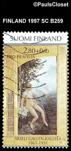 FINNLAND 1997 SC B259 AINO AN KÜSTE FÜR EIN BAD 2,80m + 60p PHILATELIE SRTAX UNG F/VF - Bild 1 von 2