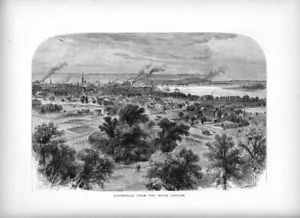LOUISVILLE, KY - Dal manicomio cieco, 1874 antica incisione xilografica; originale - Foto 1 di 1