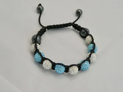 Armband mit Strass-Steinen und Hämatit - türkis-silber-schwarz - Bild 1 von 2