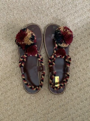 ethnic style handmade flat sandals UK 6 - Image 1 of 4