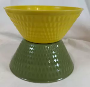 2 Vintage PLASTIC Margarine Butter Bowls NU MAID PARKAY Cereal Soup GREEN YELLOW - Picture 1 of 5