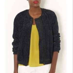 Chaqueta Bombardero TOPSHOP Lurex Azul Brillante Fiestas Brillos 8 - Imagen 1 de 10
