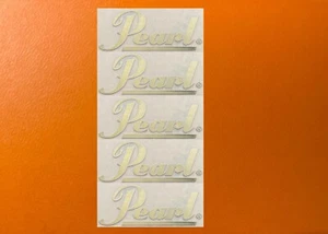 5 Stück Aufkleber für Pearl Trommeln goldene Farbe Spiegel Logo Decal Abzeichen 2" breit - Bild 1 von 1