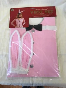 VINTAGE COSTUME Ben Cooper Adult/teen Sequin Trimmed Vest Set Pink NEW - Picture 1 of 4