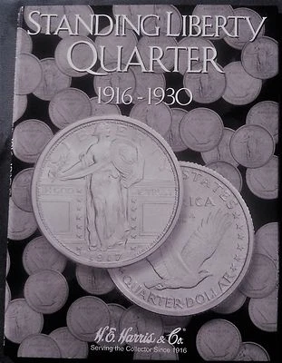 H.E. Carpeta de monedas Harris Standing Liberty Quarter 1916 - 1930, libro de álbum #2687 Foto 1 de 4