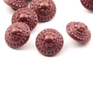 Lot (10) 13mm Vintage 1930's Czech brown geometric glass buttons - Picture 1 of 2
