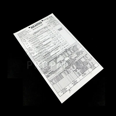 Hoja de llamadas de miniserie BATTLESTAR GALACTICA 48/50 utilería de TV (8506-8506) Foto 1 de 3