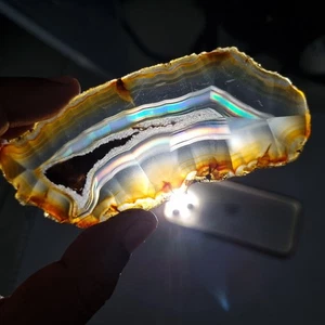 Rebanada de ágata iris arco iris 101,75 quilates, ágata rara Indonesia iris losa arco iris - Imagen 1 de 6