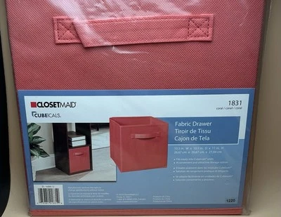 ClosetMaid Cubeicals, Gaveta de Tecido, Coral, NOVO, 10,5”W x 10,5”P x 11”H - Imagem 1 de 3