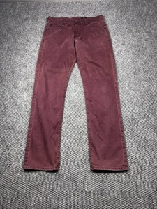 AG Adriano Goldschmied Corduroy Pants Mens 31x32 Burgundy Everett Slim Straight - Picture 1 of 9