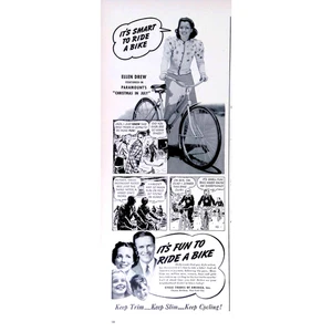 Bicycle 1940 Print Ad Ride a Bike Cycle Trade of America 5.5"X14" - Picture 1 of 3