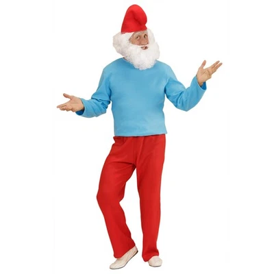 NET TOYS Papa Schlumpf Kostüm Großer Zwerg Schlumpfkostüm Vater Schlümpfe Comic Outfit