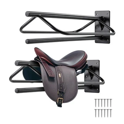 VEVOR Saddle Rack with Pad Bar 2 Packs Wall Mounted Horse Saddle Stand Black - Image 1 of 4