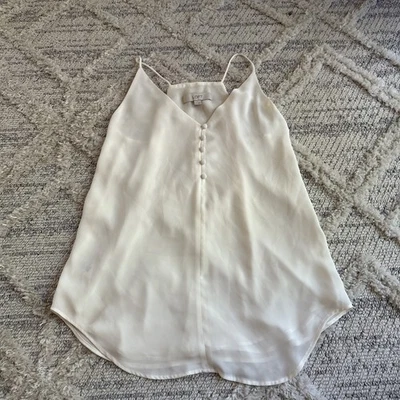 Loft Ann Taylor Ivory Spaghetti Strap Racerback Button Tank Top Size S Camisole - Image 1 of 4
