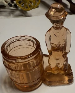 Depression Glass Charlie Chaplin w/ Barrell Toothpick Holder - Picture 1 of 5