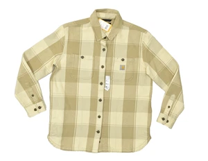 Carhartt Mujer Suelta Sarga Camisa Chaqueta Cazadora Beige Cuadros Talla M Algodón NUEVO - Imagen 1 de 8