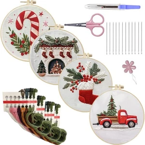 Handmade Christmas Embroidery Kit Craft Needlepoint Kit Embroidery Beginners - Picture 1 of 18