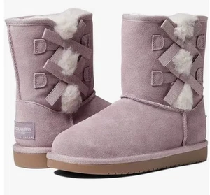 Koolaburra by UGG Pink Victoria Short Suede Fur Boots Bows Kids Size 1 WORN ONCE - Bild 1 von 8
