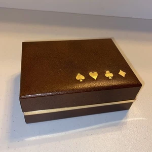 Congress Playing Cards With Brown Leather Case Embossed Gold 4 Decks - Picture 1 of 13