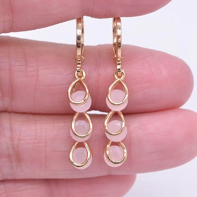 Pendientes colgantes lágrima topacio místico azul lago rellenos de oro amarillo de 18 quilates para mujer Foto 1 de 4