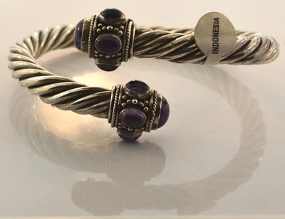 BRAZALETE BRAZALETE CABLE AMATISTA PLATA ESTERLINA BA SUARTI Foto 1 de 4