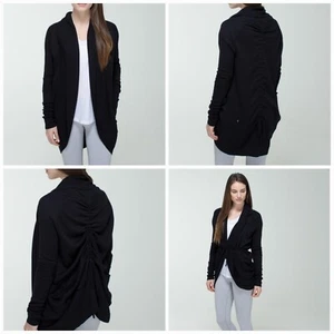Lululemon Black Transformation Wrap Cashmere Blend Open Cardigan Sweater Size 4 - Picture 1 of 19