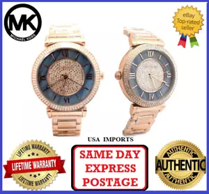 Michael Kors MK3333 Catlin Rose gold, Grey and Crystal Womens Wrist Watch - Picture 1 of 7