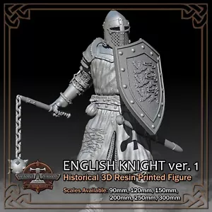 English Knight 1 - 3D Harz gedruckte Figur Modellbausatz - Maßstab 90 mm bis 300 mm - Bild 1 von 12