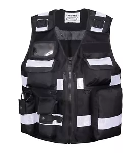 Sicherheitsweste Warnweste Herren Schwarz | Reflektierend S-6XL Pielini Reflex - Bild 1 von 7