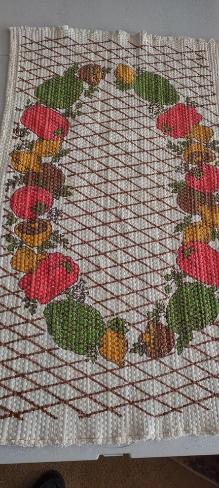 Alfombra de dispersión tejida de colección cocina cocina verduras setas impresión 24x39 Foto 1 de 3