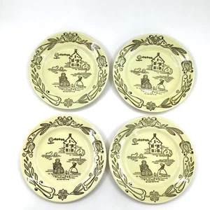 Bucks County Pennsylvania Dutch Sebring Bread Plates Farmhouse Cottage Folk - Picture 1 of 14