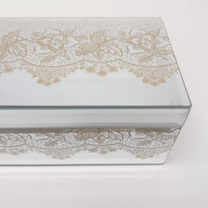 Elegant Cynthia Rowley N.Y. Mirrored Beveled Glass Jewelry Trinket Box MCM - Picture 1 of 21