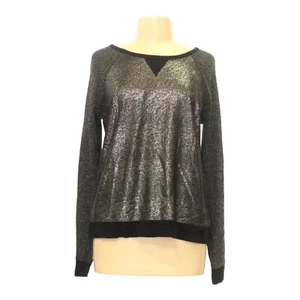 Apt. 9 Womens Large Gray Sweater Metallic Raglan Waffle Knit Pullover Holiday - Picture 1 of 2