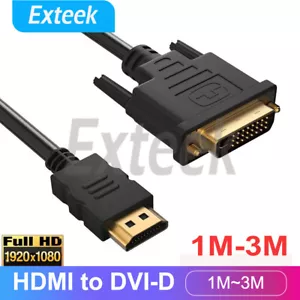 HDMI to DVI Cable Male DVI-D for LCD Monitor Computer Projector DVD Cord Lead AU - Picture 1 of 15
