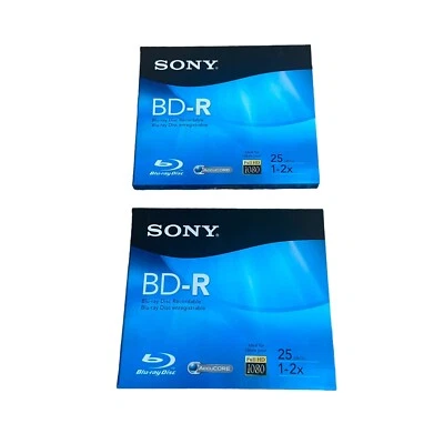 2 Nuevos discos Blu-Ray Sony Full HD 1080 BD-R grabables 25 GB 1-2x sellados BNR25RH Foto 1 de 2