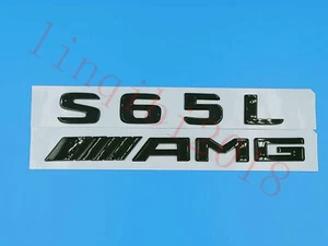 NEW Gloss Black "S65L+ AMG " Letters Trunk Embl Badge Sticker for Mercedes Benz - Picture 1 of 9