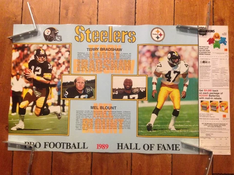 1989 TERRY BRADSHAW MEL BLOUNT HALL OF FAME PITTSBURGH STEELERS POSTER 21 X 36 Cover