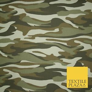 Green Beige Fluid Camouflage Cotton Fabric Army Military Camo Material 59" 4000