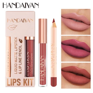 2pz/set Lip Liner & Lip Gloss π Rossetto Liquido Opaco Antimacchia Impermeabile - Foto 1 di 16