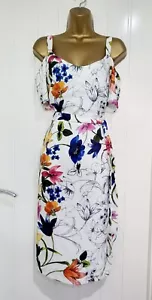 SOON size 18 NEW white multicoloured floral cold shoulder summer shift dress - Picture 1 of 5