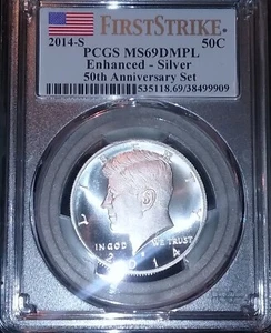 2014 S 50th Anniv Enh 50C Silver First Strike PCGS MS69 Deep Mirror Proof Like - Picture 1 of 2