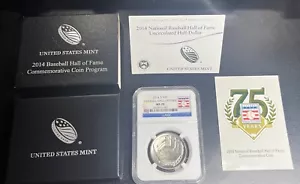 2014 D Baseball Hall of Fame Commemorative Half Dollar NGC MS70 Early Release - Picture 1 of 3