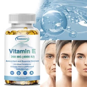 Vitamina E 4000IU 268mg Cápsulas - Antienvejecimiento, Antioxidante, Apoya - Picture 1 of 13