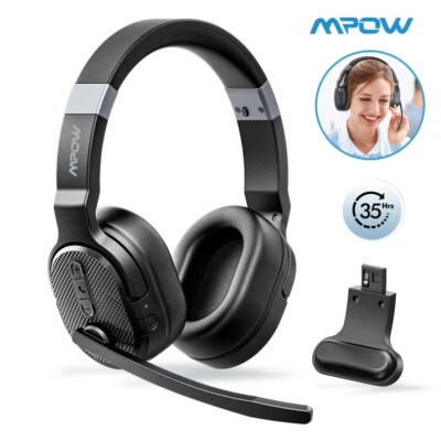 Wireless Bluetooth Headset Headphone mic Single/Dual Ear For Office/Driving/Home - Image 1 of 4