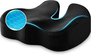 Seat Cushion for Office, Wheelchair & Car, Anti-Slip, Removable Cover (Black) - Picture 1 of 7